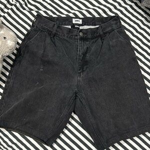 OBEY Jorts - Oversized Baggy Denim Jean Shorts - Black - 30inW